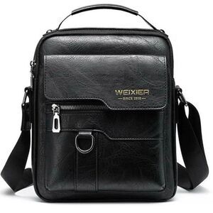 NWT WEIXIER Vintage Black Shoulder Spacious Multi-Pocket Office Travel Men’s Bag